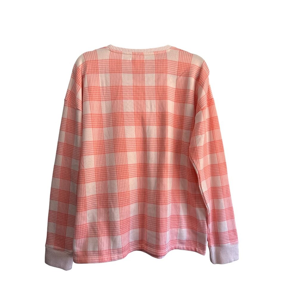 Lauren Conrad XL Pink & White Plaid Long Sleeve Fleece Pullover/Sleepwear Top - Picture 2 of 6
